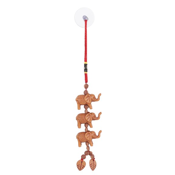 SandT Collection Hanging Suction Charm with 3 Carved Elephants for Good Luck-Single