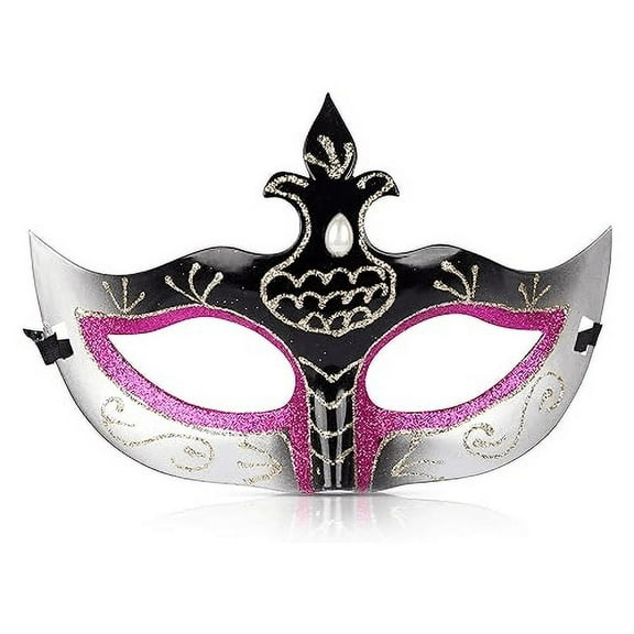 SandT Collection Harlequin Venetian Party Mask-Safari Animal Mask for Adult Unisex-Black Glitter