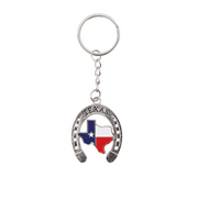SandT Collection Texas Souvenir Keychain - Texan Flag Metal Key Ring (Horseshoe)