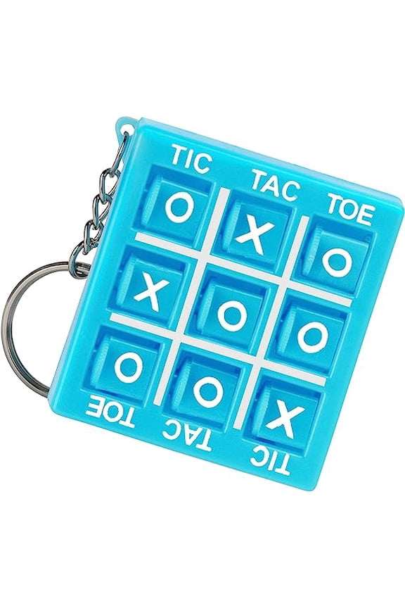 Tic Tac Toe Metal Keychain Keyring Holder Backpack Charm - Blue