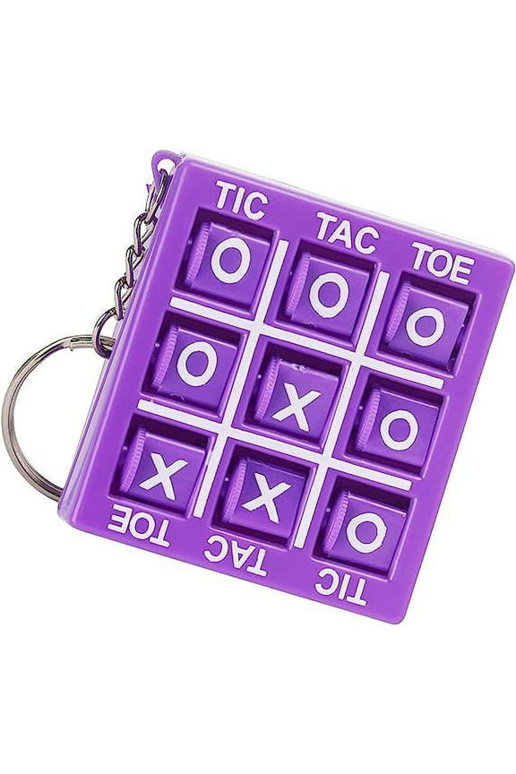 Tic Tac Toe Metal Keychain Keyring Holder Backpack Charm-One Size (Purple)