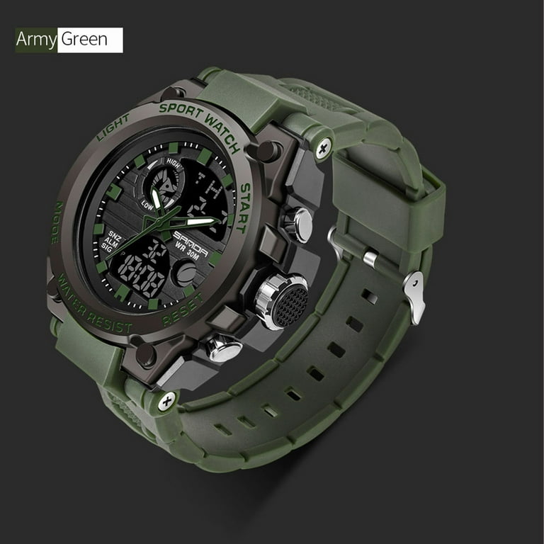 Sanda Men Sport Watch Dual Display Analog Digital LED Electronic Wrist  Watches