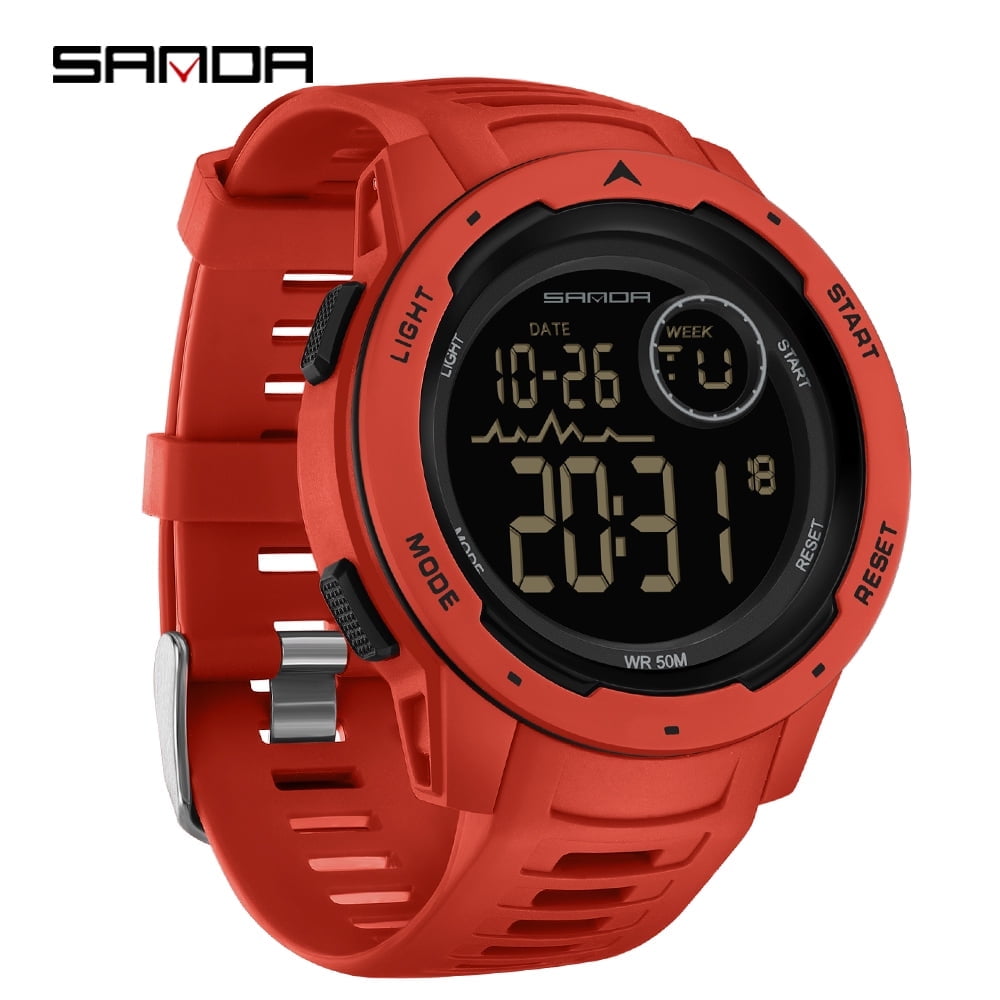 Sanda Men's Analog Sports Watch, LED Large Face Waterproof Wrist Watches, Dual Dial Digital Analog Watches for Men  2125