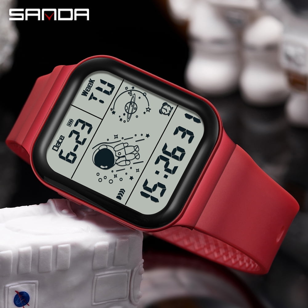 Sanda Men's Analog Sports Watch, LED Large Face Waterproof Wrist Watches, Dual Dial Digital Analog Watches for Men  6052
