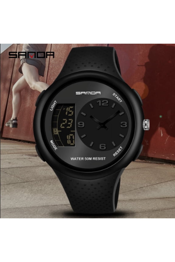 Men's Analog Sports Watch, LED Large Face Waterproof Wrist Watches, Dual Dial Digital Analog Watches for Men 763