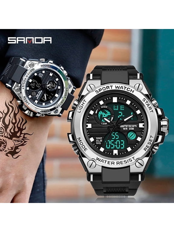 Men's Military Watch Outdoor Sports Electronic Watch Tactical Army Wristwatch LED Stopwatch Waterproof Digital Analog Watches