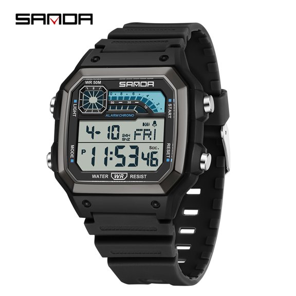 Sanda Men's Watches Sports Outdoor Waterproof Military Wrist Watch Date Multi Function Tactics LED Alarm Stopwatch