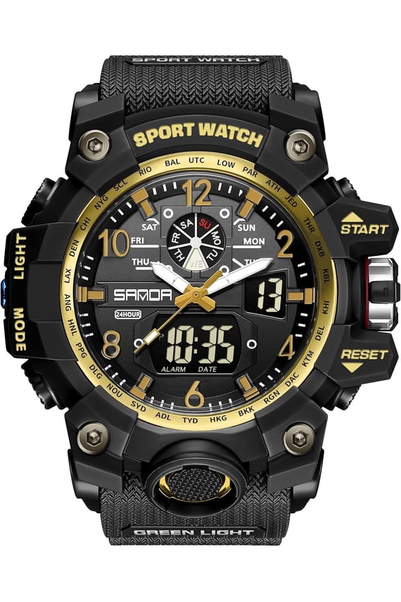 Men's Watches Sports Outdoor Waterproof Military Wrist Watch Date Multi Function Tactics LED Alarm Stopwatch