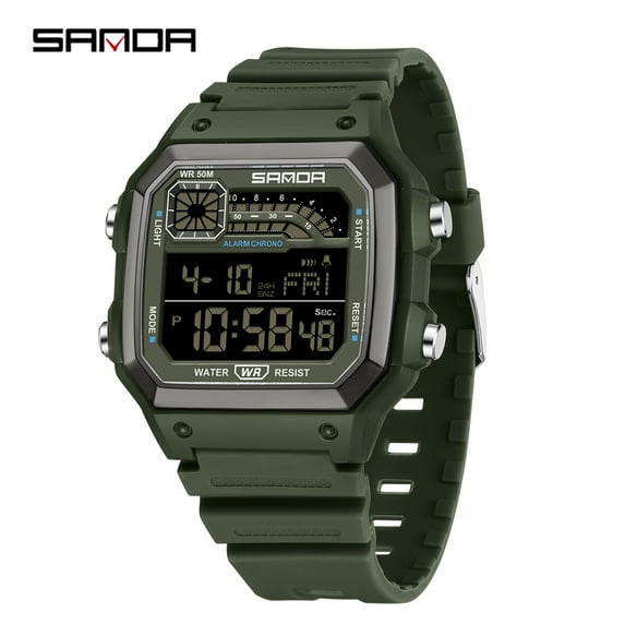 Sanda Men's Watches Sports Outdoor Waterproof Military Wrist Watch Date Multi Function Tactics LED Alarm Stopwatch
