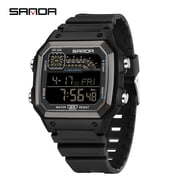 Sanda Mens Watches Sports Outdoor Waterproof Military Wrist Watch Date Multi Function Tactics LED Alarm Stopwatch