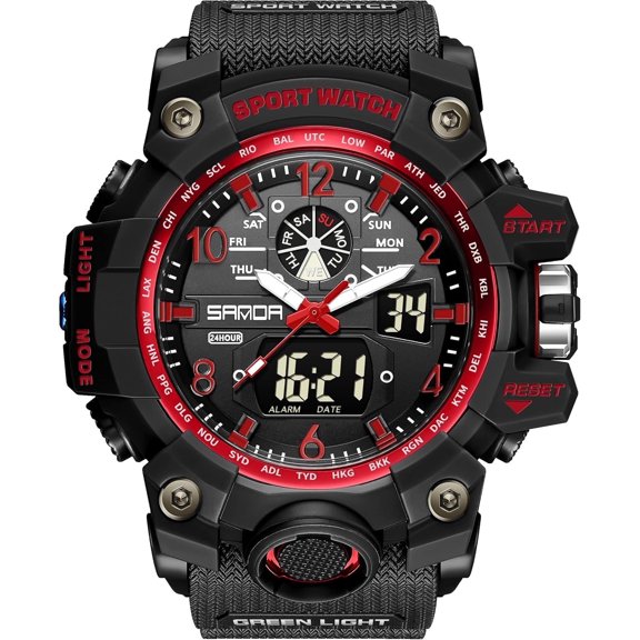 Explojoy Men's Watches Sports Outdoor Waterproof Military Wrist Watch Date Multi Function Tactics LED Alarm Stopwatch