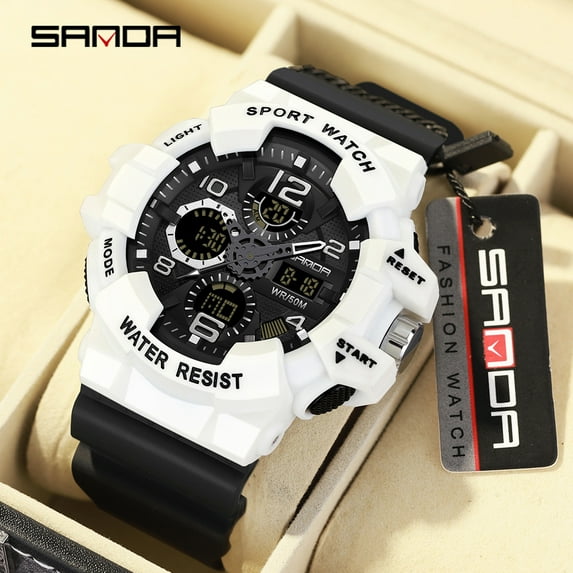 Sanda Men's Watches Sports Outdoor Waterproof Military Wrist Watch Date Multi Function Tactics LED Alarm Stopwatch