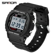 SANDA Men's Watches Sports Outdoor Waterproof Military Wrist Watch Date Multi Function Tactics LED Alarm Stopwatch
