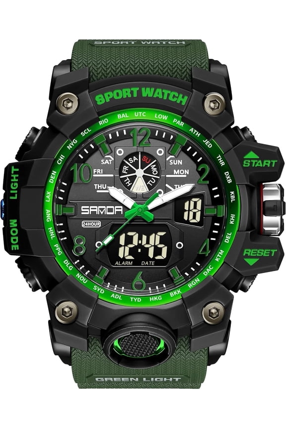 Men's Watches Sports Outdoor Waterproof Military Wrist Watch Date Multi Function Tactics LED Alarm Stopwatch