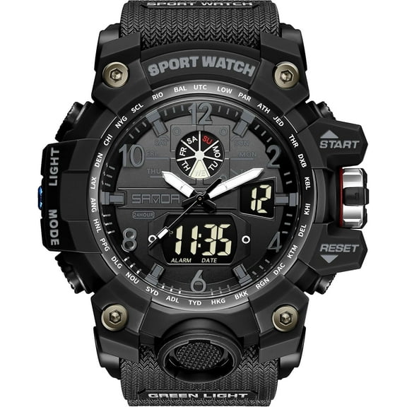 Explojoy Men's Watches Sports Outdoor Waterproof Military Wrist Watch Date Multi Function Tactics LED Alarm Stopwatch