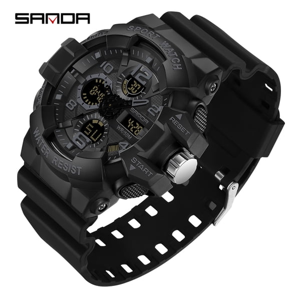 Sanda Men's Watches Sports Outdoor Waterproof Military Wrist Watch Date Multi Function Tactics LED Alarm Stopwatch