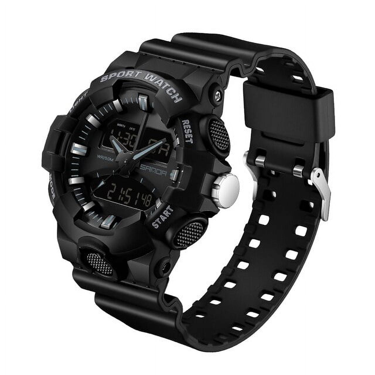 Men's Simple Watch LOS0907 Sport Waterproof Military Quartz Gold Black