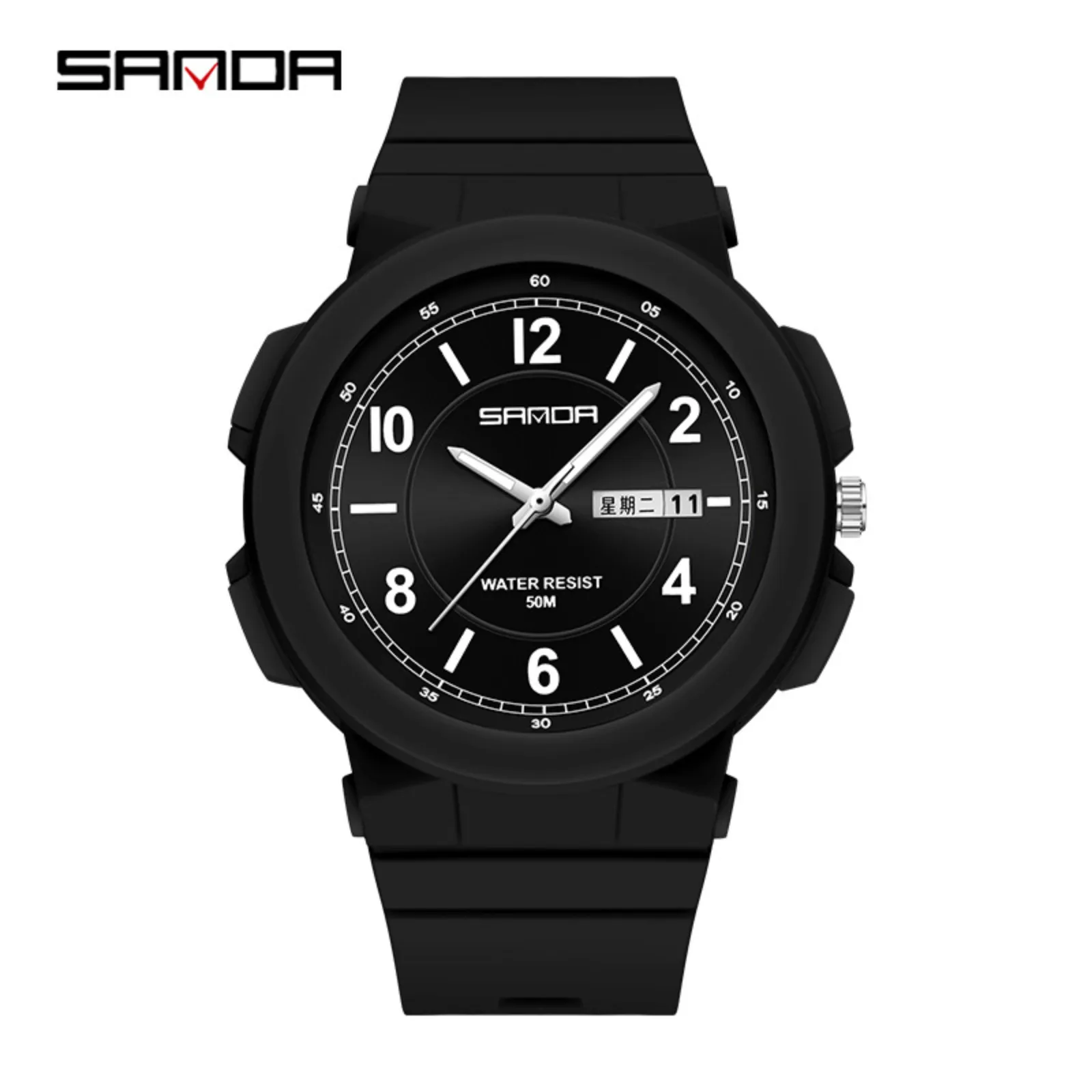 Sanda's new single core dual calendar fashionable wristwatch for male