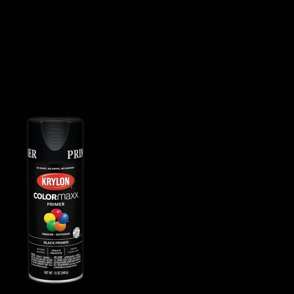 Krylon Sandable Spray Primer - Matte, Durable, Fast Dry - 1 Count, 12 oz, Black  Interior & Exterior Use, Professional Finish