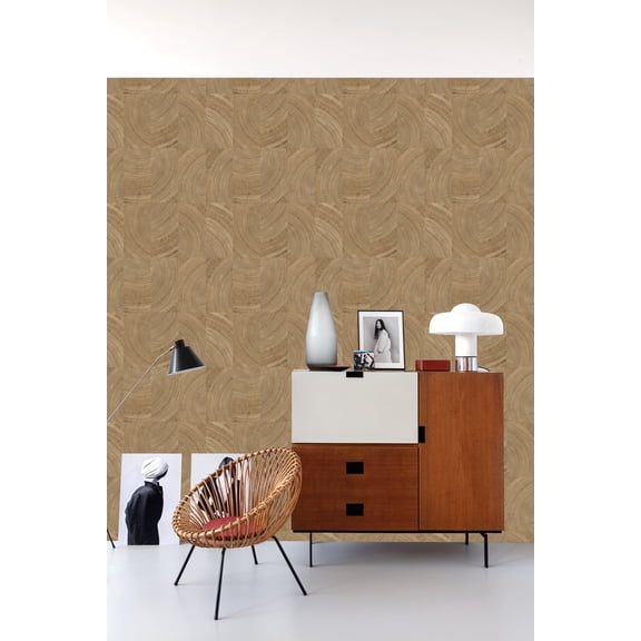 Sandal Collaged Tree Cross Section Print Non Woven Non-Pasted Textured Wallpaper 57 Sq. Ft.