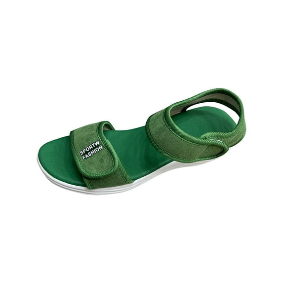 Sandal for Women Flat Heel Open Toe Casual Versatile Summer Trendy Round Toe Solid Color Women Footwear Comfortable Ankle Strap Walking Beach Shoes Green 8.5