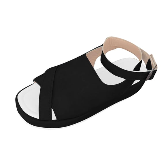 Sandal for Women Thick Sole Sandals Women Gladiator Open Toe Summer Trendy Non-Slip Solid Color Women Footwear Comfortable Ankle Strap Walking Beach Shoes Black 7
