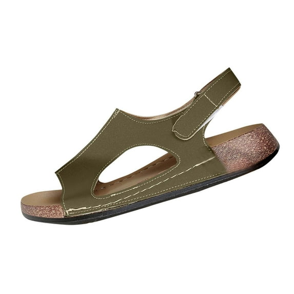 Sandal for Women Trendy Flat Heel Open Toe Casual Versatile Solid Color Ankle Strap Women Footwear Comfortable Outdoor Walking Beach Sandals for Women Green 8.5