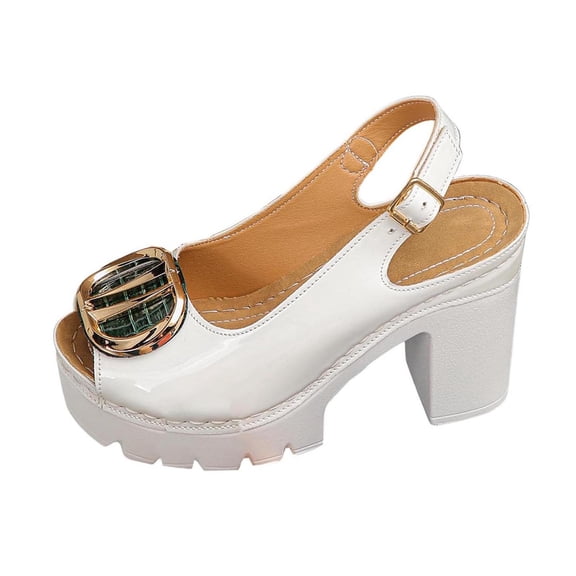 Sandal for Women Oofos Slides Women's Fashionable Casual Summer Solid Color Fish Mouth Head Style High Heels Sandals White