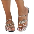 thumbnail image 1 of Sandalias De Mujer Clearance, Xunlbb Large Butterflys Flat Bottom Slippers Women Wearing Beach Sandals(Silver,Size:42), 1 of 8
