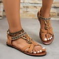 thumbnail image 1 of Sandalias De Mujer Clearance, Xunlbb Women's Fashion Casual Bohemian Rhinestone Spring And Summer New Beach Flat Sandals(Brown,Size:36), 1 of 7