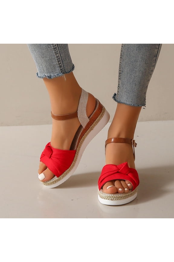 Sandalias De Mujer Clearance, Xunlbb Women's Summer Size Wedge Fish Mouth Roman Sandals(Red,Size:37)