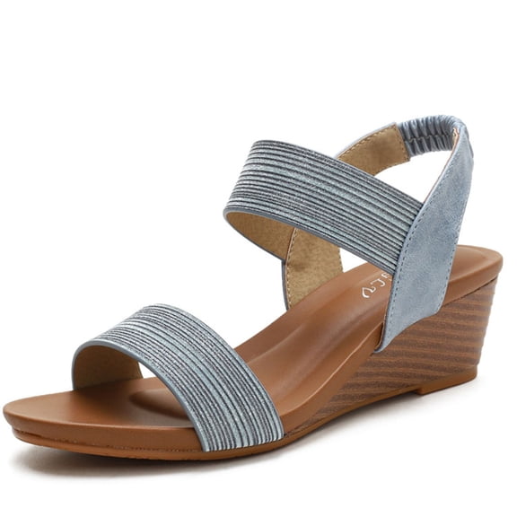 Sandalias De Mujer Oofos Shoes for Women Women's Sandles Women's Fashion Casual Hollow Woven Pointed Toe Outdoor Flat Bottom Closed Toe Sandals Blue