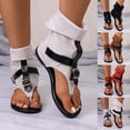 thumbnail image 1 of Sandalias De Mujer Project Cloud Sandals for Women Women's Fashionable Casual Comfortable Plus Size Sandals Solid Color Round Toe Open Toe Back Zipper Flat Sandals Black 36, 1 of 9