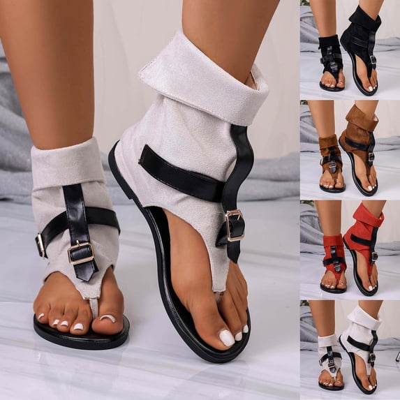 Sandalias De Mujer Project Cloud Sandals for Women Women's Fashionable Casual Comfortable Plus Size Sandals Solid Color Round Toe Open Toe Back Zipper Flat Sandals Black 36