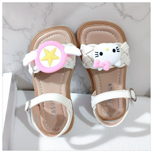Sandals 2024 Summer New Princess Velcro Cartoon Children‘s KT Cat hello