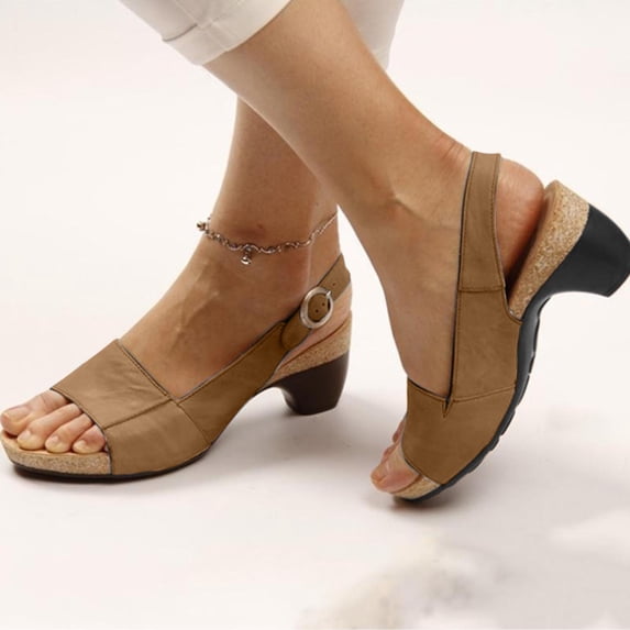Sandals On Clearance, Summer Sandals Comfortable Elegant Low Chunky Heel Shoes Women Summer Thick Heel Sandals Pumps Buckle Open Toe Casual Shoes Womens Sandals