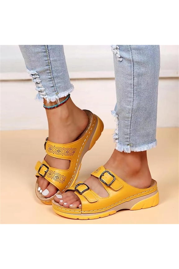 Sandals For Women 2025 Comfortable Orthopedic Slippers Wedge Heel Slip On Open Toe Summer Dressy Orthotic Slides Clearance Sale