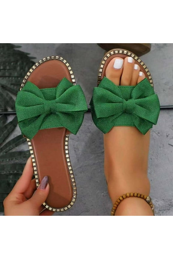 Sandals For Women 2025 Flat Heel Open Toe Slip-on Slides Sandals Slippers Women Rhinestone Dressy Comfortable Summer Casual Sandals Green 37