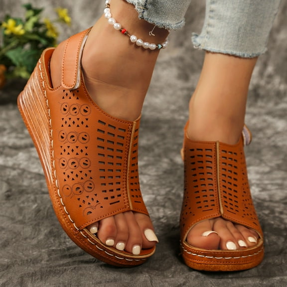 Sandals For Women 2025 Wedge Flatform Open Toe Slip-on Peep Toe Slides Slippers Casual Summer Beach Outdoor Footwear Dressy Sandals 6.5
