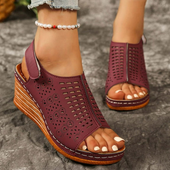 Sandals For Women 2025 Wedge Flatform Open Toe Slip-on Peep Toe Slides Slippers Casual Summer Beach Outdoor Footwear Dressy Sandals 6