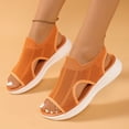 thumbnail image 1 of Sandals For Women 2025 Wedge Heel Open Toe Elastic Ankle Straps Breathable Shoes Summer Casual Hollow Breathable Sport Sandals Orange 37, 1 of 9