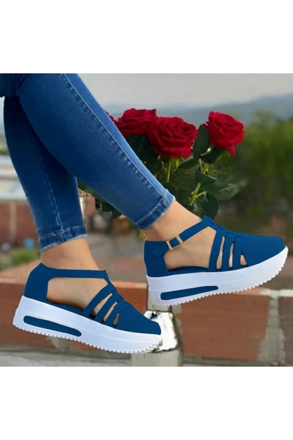 Sandals For Women 2026 Wedge Sandals Adjustable Platform Sandals Women - Strappy Closed Toe Wedges with Lightweight Foam & Arch Support