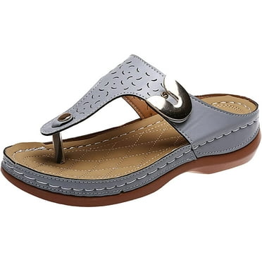 Sandals For Women Casual Summer Wedge Flip Flops With Arch Support Orthotic Plantar Fasciitis Comfortable Beach Shoes