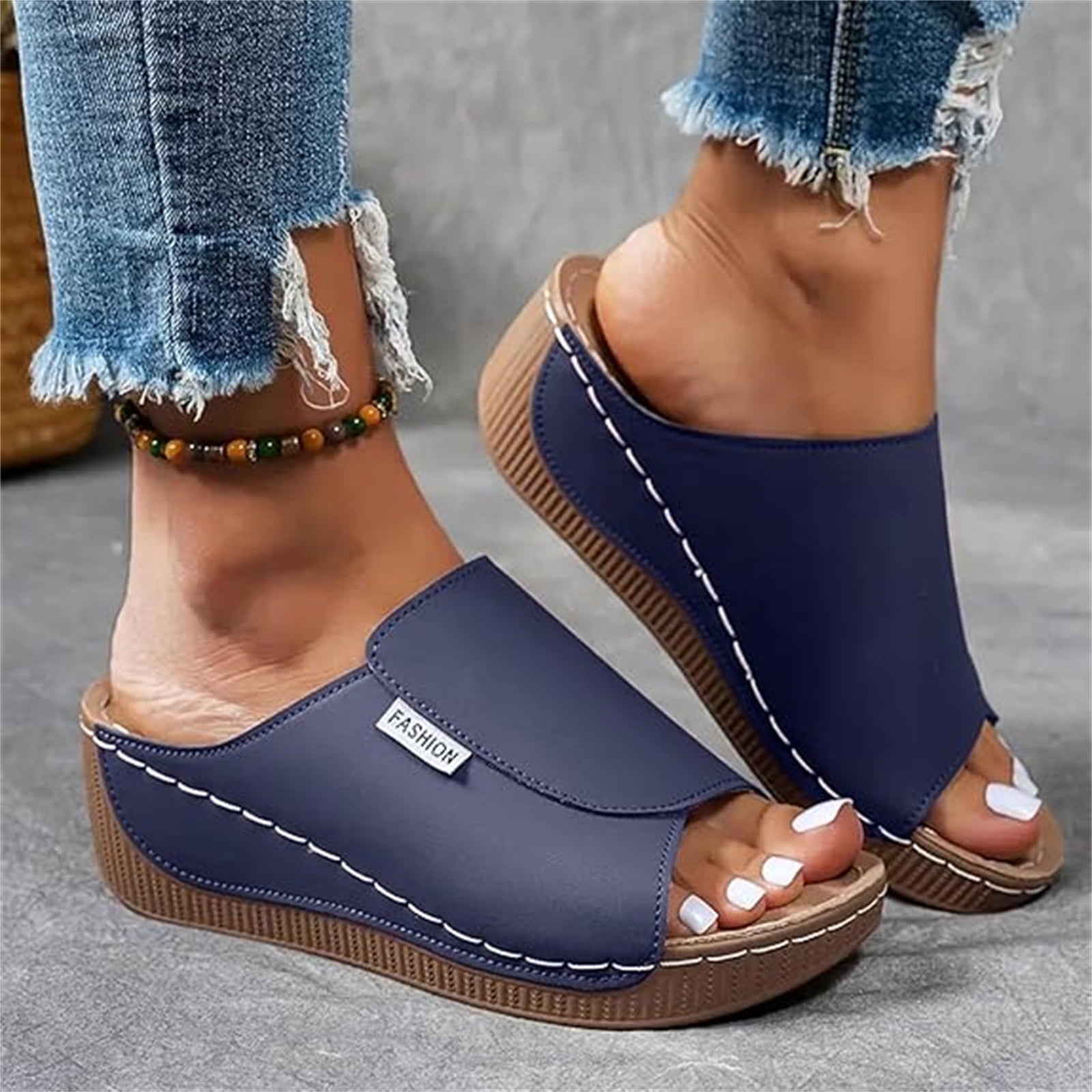 CMF Women Orthopedic Slippers Arch-support Breathable Open Toe Cross-strap Beach Summer Trendy