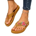 thumbnail image 1 of Sandals For Women,Women's Summer Embroidered Flip Flop Sandals Thick Sole Beach Thong Slippers,Light Brown,41, 1 of 6