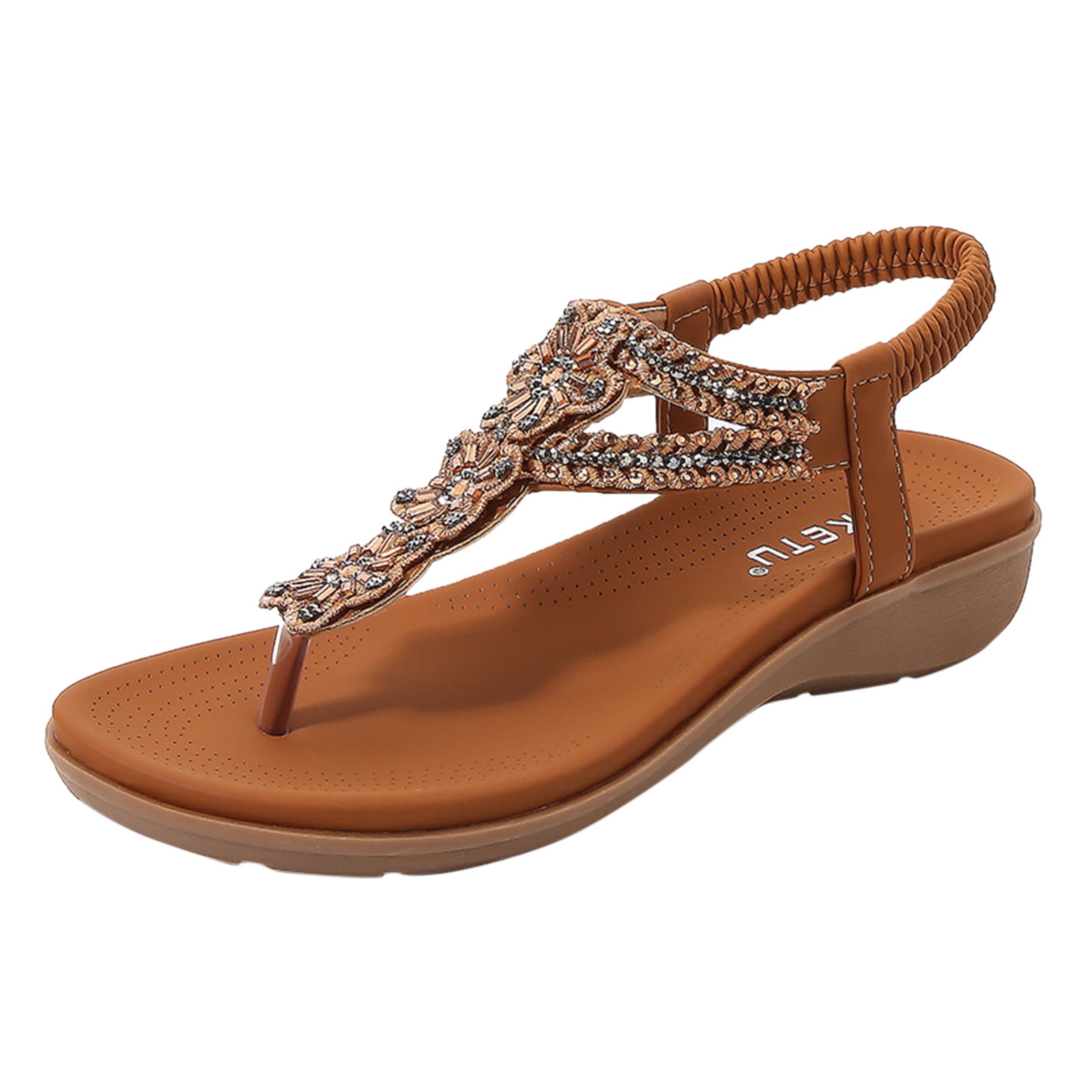 Sandals For Womens Studded Crystal Shoes Women's Slide Sandals Wedges
