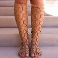 thumbnail image 1 of Sandals On Clearance, Summer Sandals Summer Women Ladies Fashion Casual Flats Knee High Boots Lacing Shoes Sandals Womens Sandals, 1 of 1