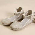 thumbnail image 1 of Sandals On Clearance, Summer Sandals Womens Closed Toe Wedges Shoes Platform Slingback Mid Low Heel Canvas Dress Sandals Womens Sandals, 1 of 5
