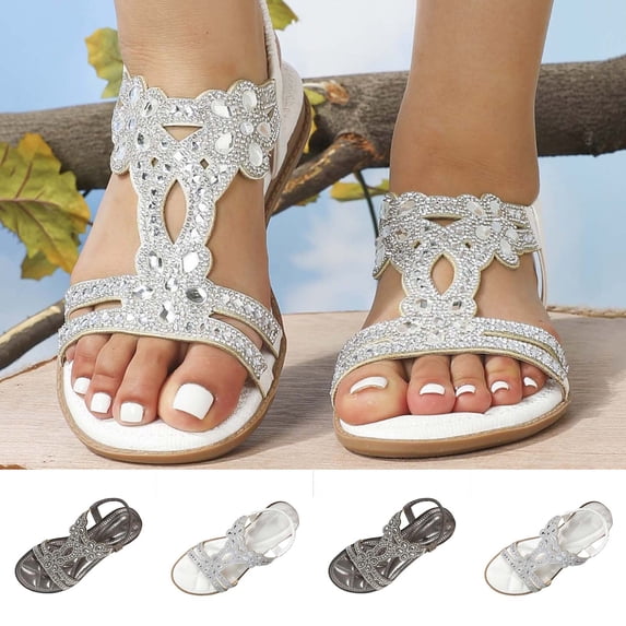 Sandals Sandals for Women Women's Fashionable Versatile Casual Plus-Size Shoes Spring/Summer Style Comfortable Wedge Heel Open Toe Beach Sandals Gray 39