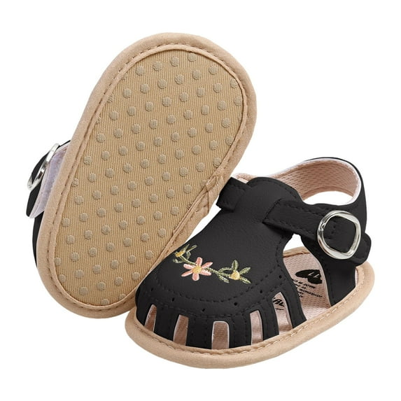 Sandals for Toddler Girls Baby Boy Girl Sandals Non-Slip Soft Rubber Sole Sandals for Baby Girls Open-Toe Outdoor Casual Summer First Walkers Shoes,Black